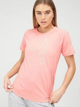 Image of adidas Tech Badge Of Sport T-Shirt - Pink, Size 2Xs, Women