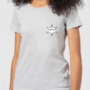 Image of Toy Story Sheriff Woody Badge Womens T-Shirt - Grey - M