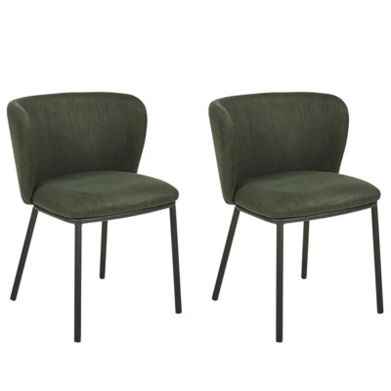 Image of Beliani Set Of 2 Dining Chairs Mina Dark Green