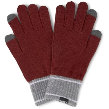 Image of Puma - Knit Gloves (Pair) - Small - Intense Red/Gray Heather
