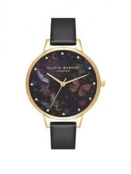 Image of Olivia Burton Night Garden Demi Vegan Black & Gold Watch
