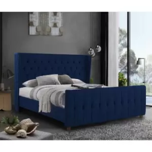 Image of Envisage Trade - Clarita Upholstered Beds - Plush Velvet, Small Double Size Frame, Blue - Blue