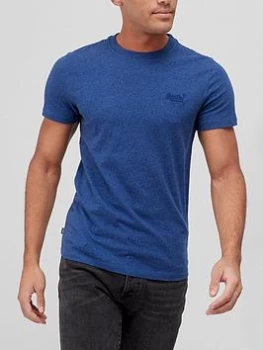 Image of Superdry Vintage Logo Embroidered T-Shirt - Blue Marl, Blue Marl, Size S, Men