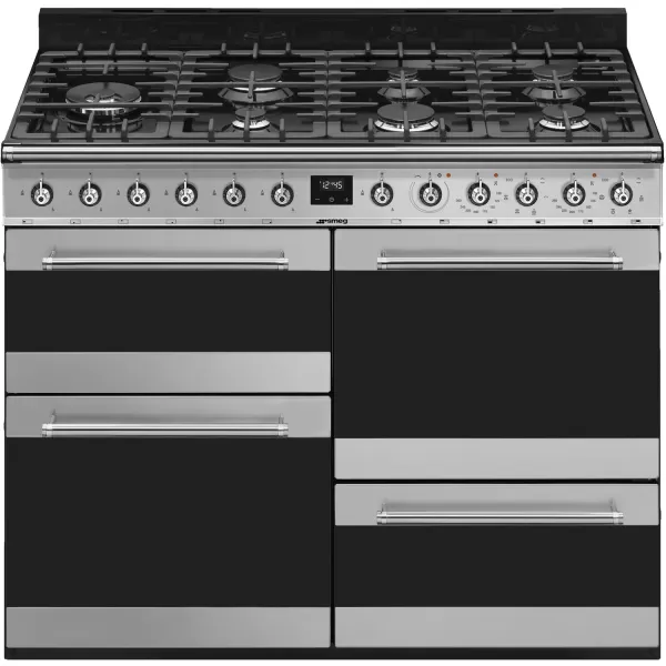 Image of Smeg Symphony SYD4110-1 Dual Fuel Range Cooker - Stainless Steel - A/A Rated