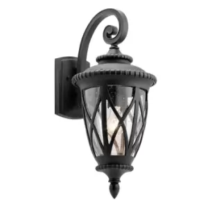 Image of Admirals Cove Outdoor 1 Light Wall Lantern, Textured Black, IP44, E27