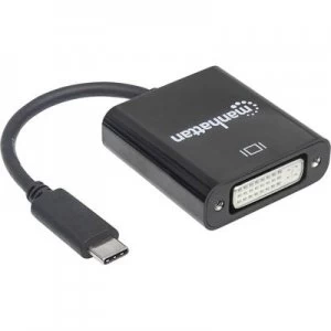 Image of Manhattan Superspeed USB C 3.1 Male To DVI Female Converter Cable Black
