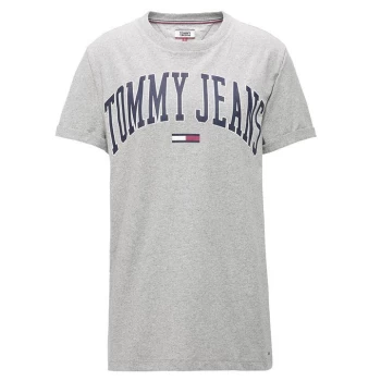 Image of Tommy Jeans Collegiate Logo T Shirt - LT GREY HTHR