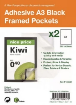 Image of S/Adhesive A3 Black Display Frames with Magnetic Closure Pk2