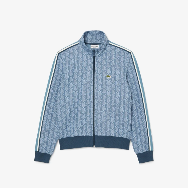 Image of Lacoste Paris Zip-Up Jacquard Track Jacket Blue male XS