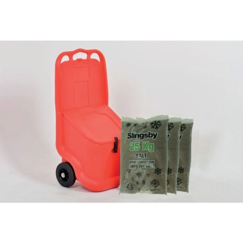 Image of Slingsby Mobile Salt and Grit Bin Kit Red 75L with De-icing Salt 418885 418885