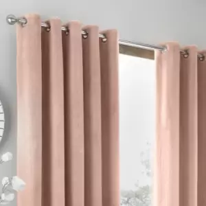 Image of Home Brigitte Faux Fur Eyelet Lined Curtains, Blush, 90 x 72" - By Caprice