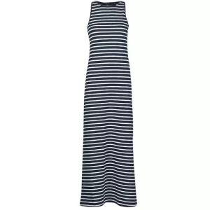 Image of Superdry Studios Drawstring Tshirt Dress -navy/cream Stripe, Blue, Size 8, Women
