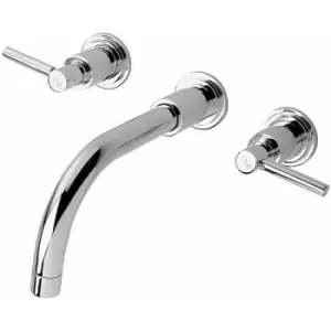 Image of Tec Lever 3-Hole Basin Mixer Tap Wall Mounted - Chrome - Hudson Reed