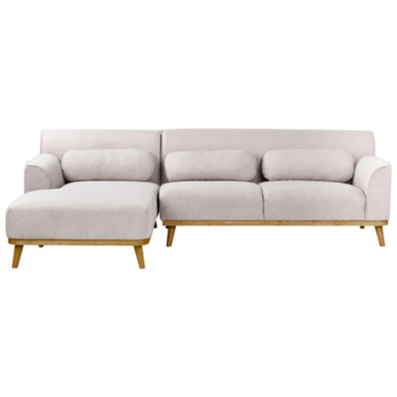 Image of Beliani Corner Sofa 3 Seater Simos Fabric Light Grey Right Hand