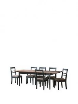 Image of Hudson Living Bronte 186 - 236cm Extending Dining Table And 6 Chairs - Blue