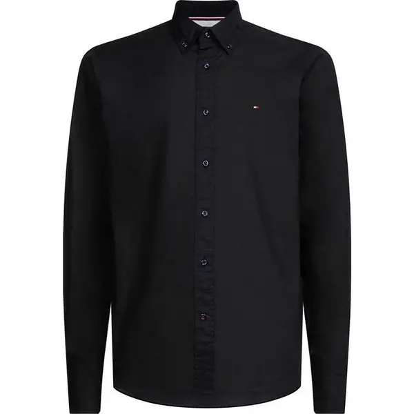 Image of Tommy Hilfiger Core Flex Long Sleeve Poplin Shirt - Black M