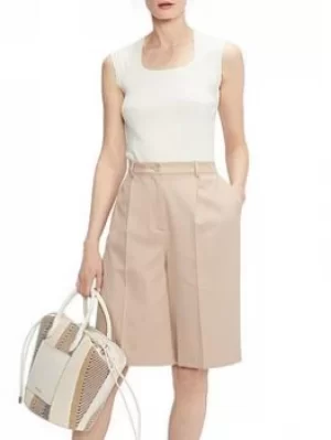 Image of Ted Baker Staciey Scallop Detailed Open Neck Top, Natural, Size 4=14, Women