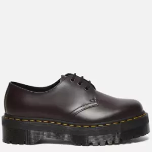 Image of Dr. Martens Womens 1461 Quad Polished Smooth Leather 3-Eye Shoes - Burgundy - UK 3