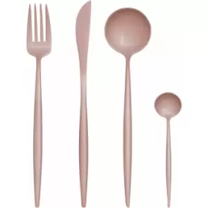 Image of Cutlery Sets 16 Piece Knife And Fork Set Matte Pink Finish Kitchen Spoons Cutlery Scratch / Rust Resistant Stainless Steel Knives And Forks Set 26 x