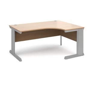 Image of Vivo Right Hand Ergonomic Desk 1600mm - Silver Frame Beech Top