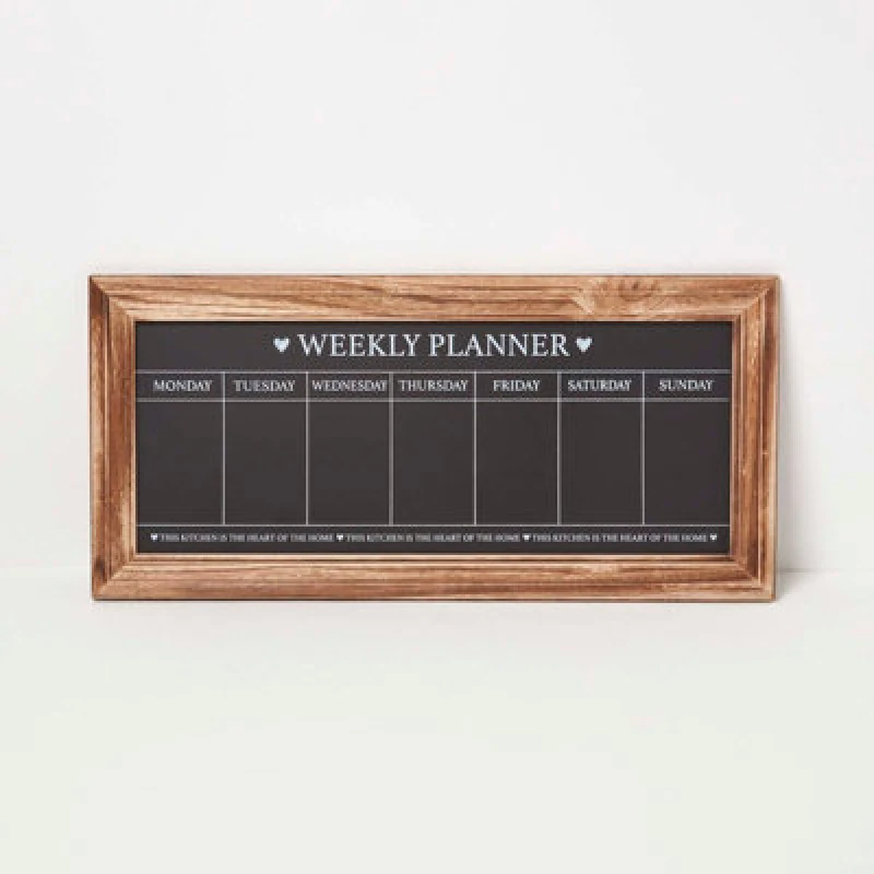 Image of Homescapes Black Kitchen Chalk Board Meal Planner Black