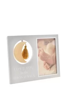 Image of Wood & Metal Moon Frame "Love You" 4x6