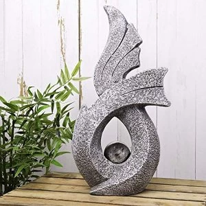 Image of Concrete Effect Garden Sculpture with Stainless Steel Ball