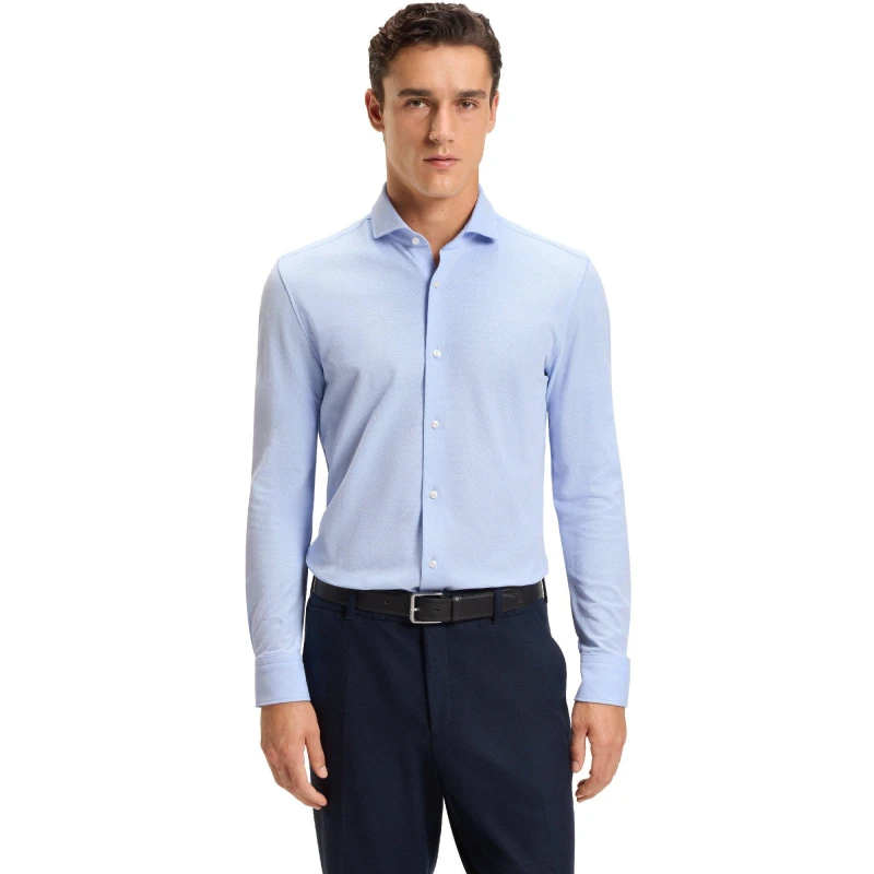 Image of Boss Mens P Hank Spread Long Sleeve Oxford Shirt - Blue Male S