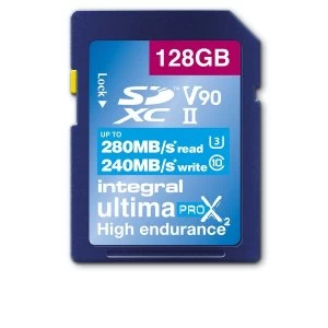 Image of Integral 128GB SD Card UHS II SDXC Cl10 UHS 2 U3 V90 R-280 W-240 Mb/S