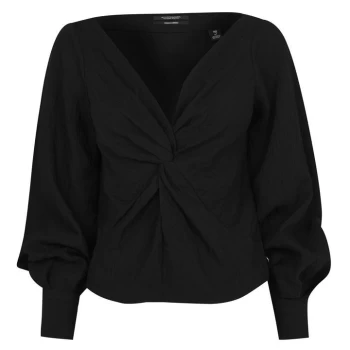 Image of Scotch and Soda V-Neck Knotted Top - Navy 0008