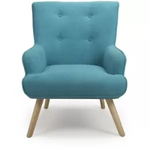 Image of Shankar - Cinema Chenille Effect Turquoise Blue Armchair