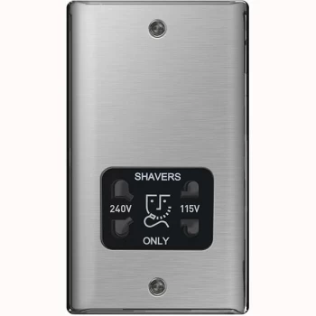 Image of BG Nexus Metal Brushed Steel Shaver Socket Black Insert - NBS20B