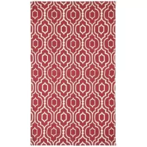 Image of Riga Red and White 100% Cotton Printed Patterned Rug,120 x 170cm - Red - Homescapes
