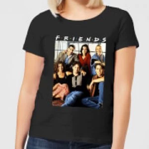 Image of Friends Vintage Character Shot Womens T-Shirt - Black - XL