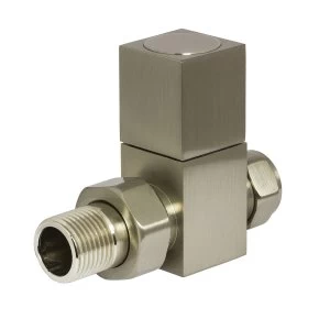 Image of Heating Style Square Straight Radiator Valves - Bronze/Nikel