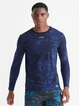 Image of Superdry Run Loose Long Sleeve Top - Navy, Size S, Men