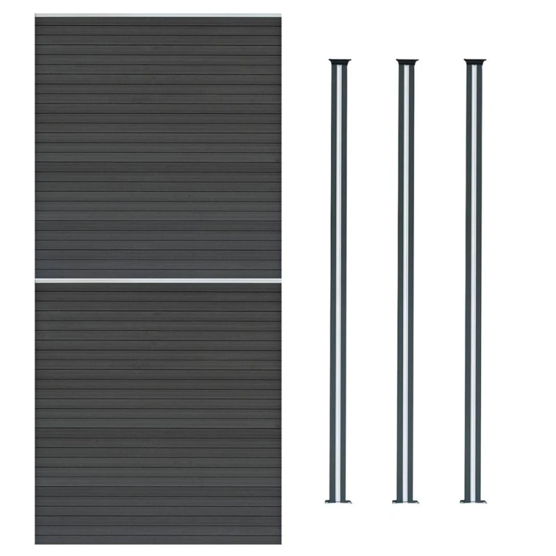Image of Monstershop Composite Fence Panels & LED Posts 6ft x 11.5ft - Grey Grey Unisex