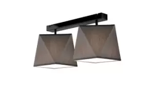 Image of Carla Semi Flush Light, Fabric Shade Gray, 2x E27