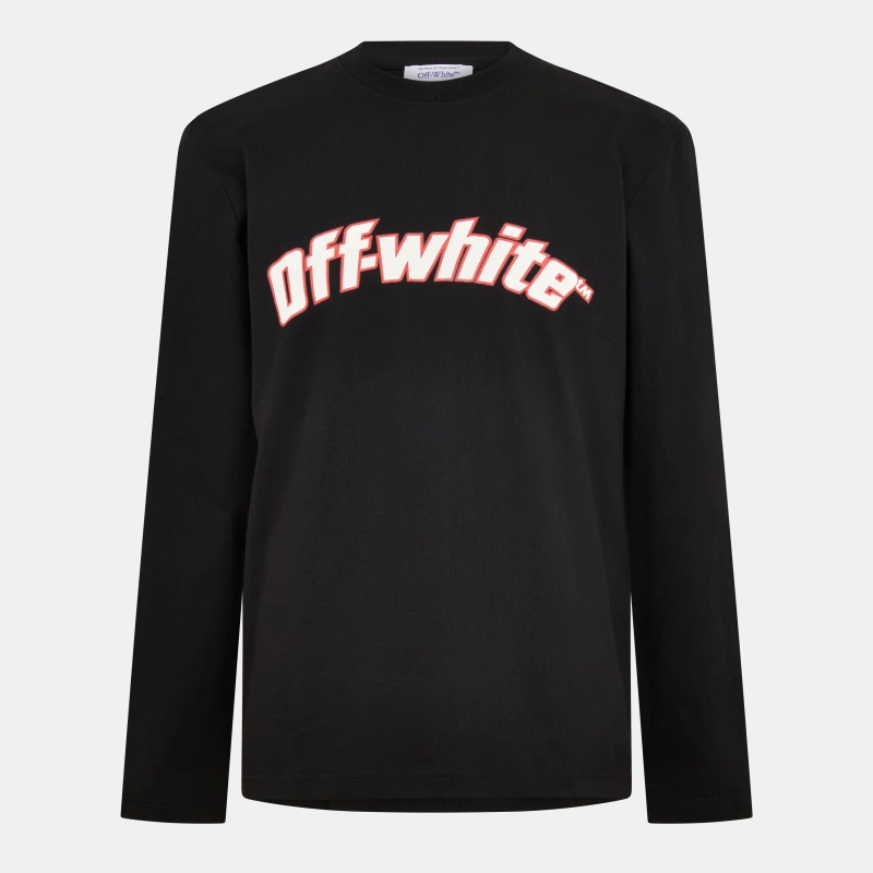 Image of Off White Mens Logo Skate Long Sleeve T-Shirt Black-White male XS