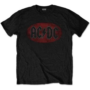 Image of AC/DC - Oval Logo Vintage Mens Medium T-Shirt - Black