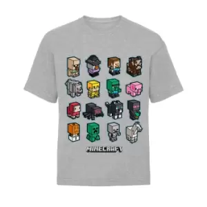 Image of Minecraft Boys Mini Mobs T-Shirt (4-5 Years) (Heather Grey)