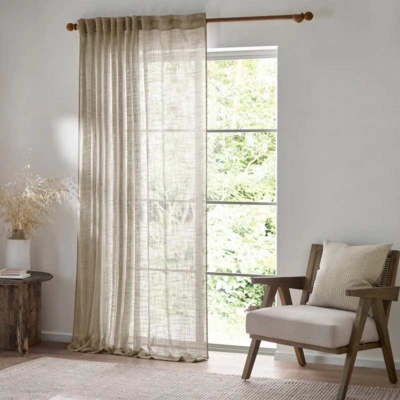 Image of Yard Cirrus Woven Sheer Curtain Panel Linen (W)140Cm X (D)250Cm