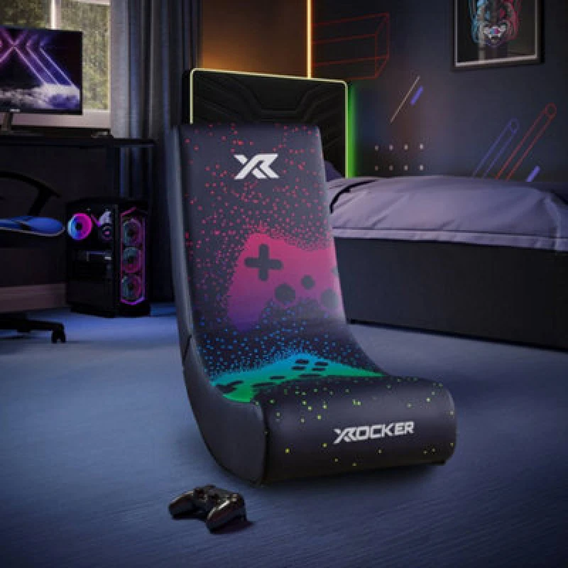 Image of X Rocker Video Rocker Gaming Chair For Kids - Pixel Black