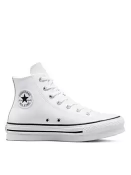 Image of Converse Chuck Taylor All Star Eva Lift Leather Junior Hi Top Trainers, White, Size 4