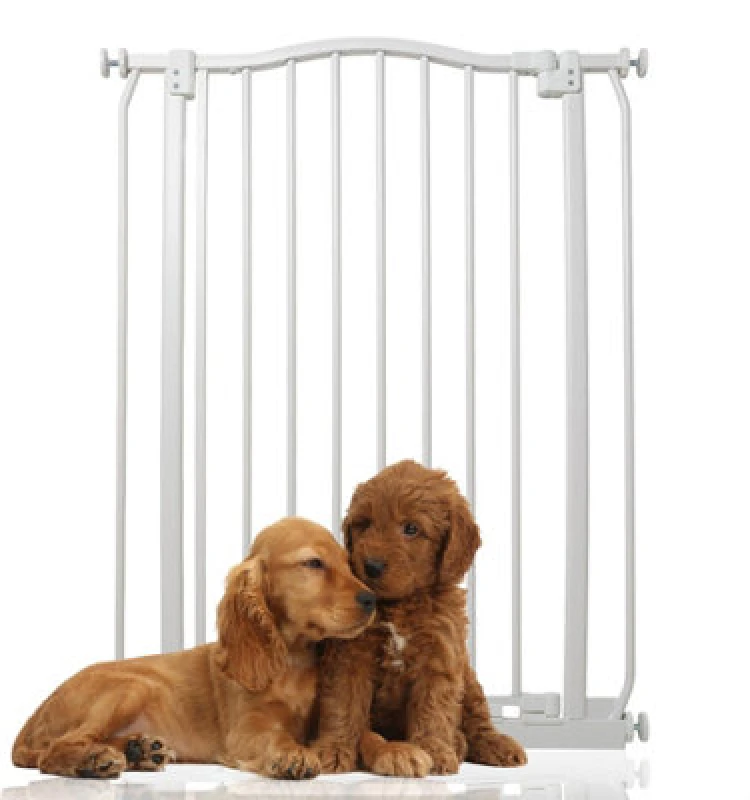 Image of Bettacare Extra Tall Curved Top Dog Gate, 71Cm - 80Cm, Matt White, Extra Tall 100Cm In Height, Pressure Fit Pet Gate
