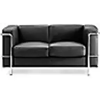 Image of Nautilus Designs Ltd. Contemporary Cubed Leather Faced Reception Chair with Stainless Steel Frame and Integrated Leg Supports Black