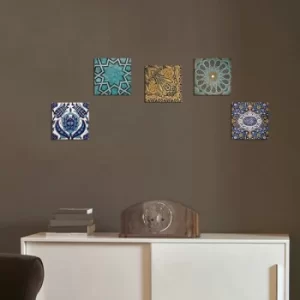 Image of UTB33 Blue Green Yellow Decorative MDF Painting (5 Pieces)