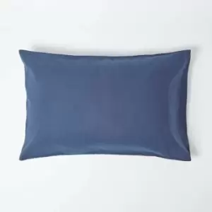 Image of Navy Blue Linen Housewife Pillowcase, Standard - Blue - Homescapes