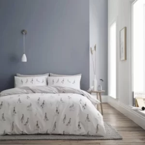 Image of Bianca Fine Linens Dapper Ducks 100% Cotton Duvet Cover and Pillowcase Set Natural
