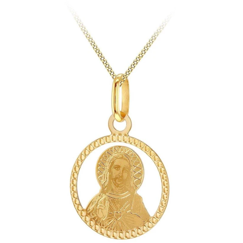 Image of Be You 9ct Gold Diamond Cut Round Christ Necklace Yellow Gold unisex 18in